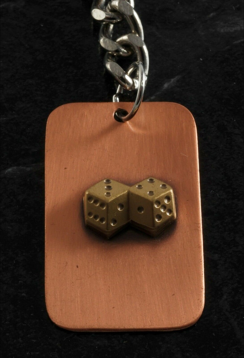 Vintage Pair of Dice Copper & Brass Key Chain FOB Gambling NOS Etsy