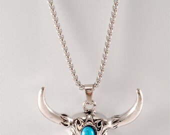 デザイナーネックレス ブルズヘッドステア シルバートーン＆フェイク