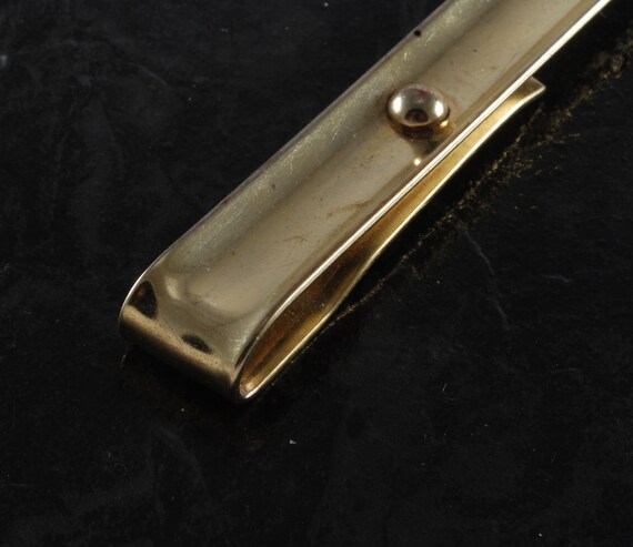 Very Old Vintage Men's Tie Clip Wide Gold Plated … - image 3