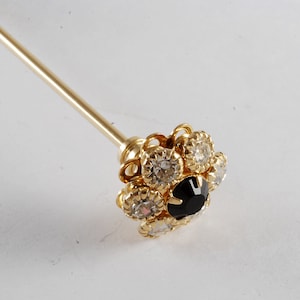 Beautiful Vintage Clear and Black Swarovski  Rhinestones Collar Bar Collar Stay Gold Plated Brass NOS Formal Wear