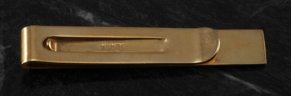 Vintage Tie Clip Signed Swank Gold Plated Brass B… - image 2
