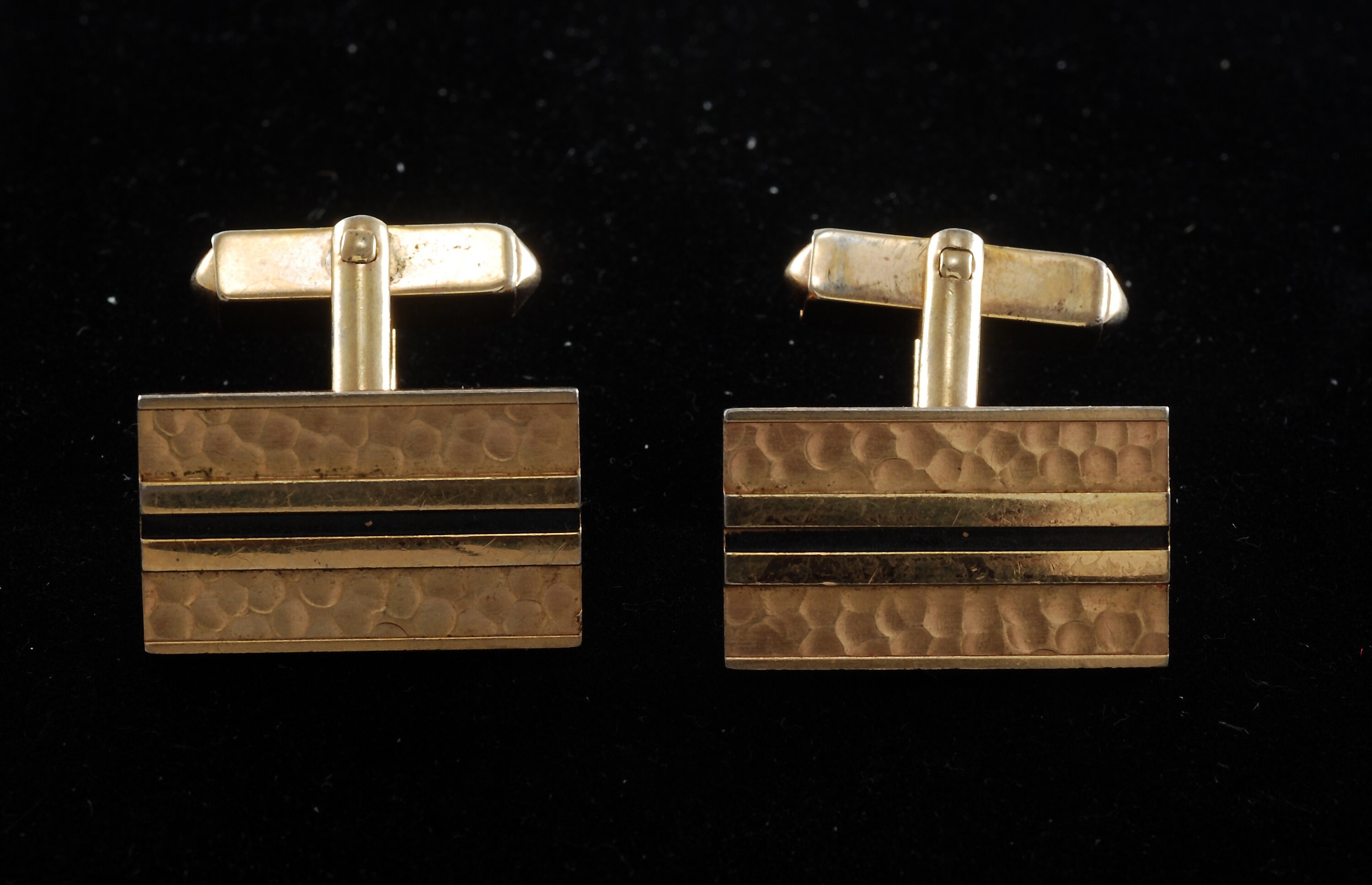 Boutons De Manchette Vintage SWANK 52116 - Ton Or Et Noir - Occasion En Bon état - Accessoire élégant Pour Homme
