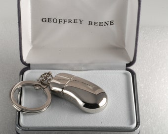 Geoffrey Beene Silver Plated Brass Metal Computer Mouse Designer Key chain NIBey chain NIB
