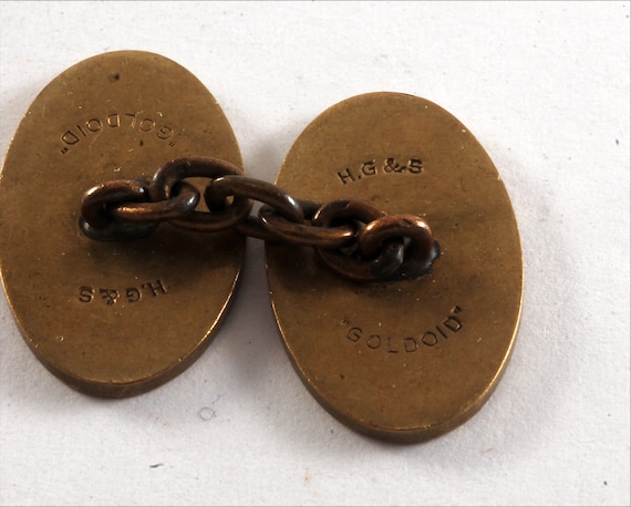 Boutons De Manchette Vintage Dorés Gravés HR Patent SGDG - Anciens, Occasion - Accessoire élégant Pour Homme