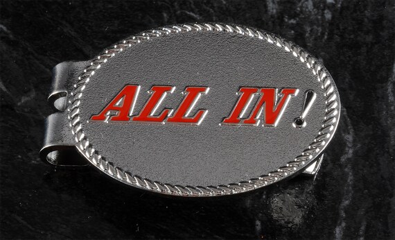 Vintage "ALL IN" Money Clip Silver Plated Brass &… - image 1