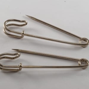 2 Old Vintage Silver Plated Solid Brass  Kilt Blanket Pins New Old Stock Steampunk DIY Repurpose