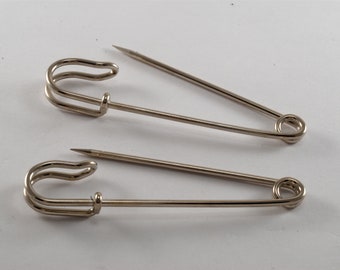 2 Old Vintage Silver Plated Solid Brass  Kilt Blanket Pins New Old Stock Steampunk DIY Repurpose