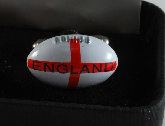 English Flag Football Cufflinks Cuff Links Silver… - image 4