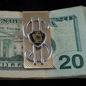 Vintage Money Clip LAS VEGAS Dollar Sign Gold & Silver Tone Moneyclip Used