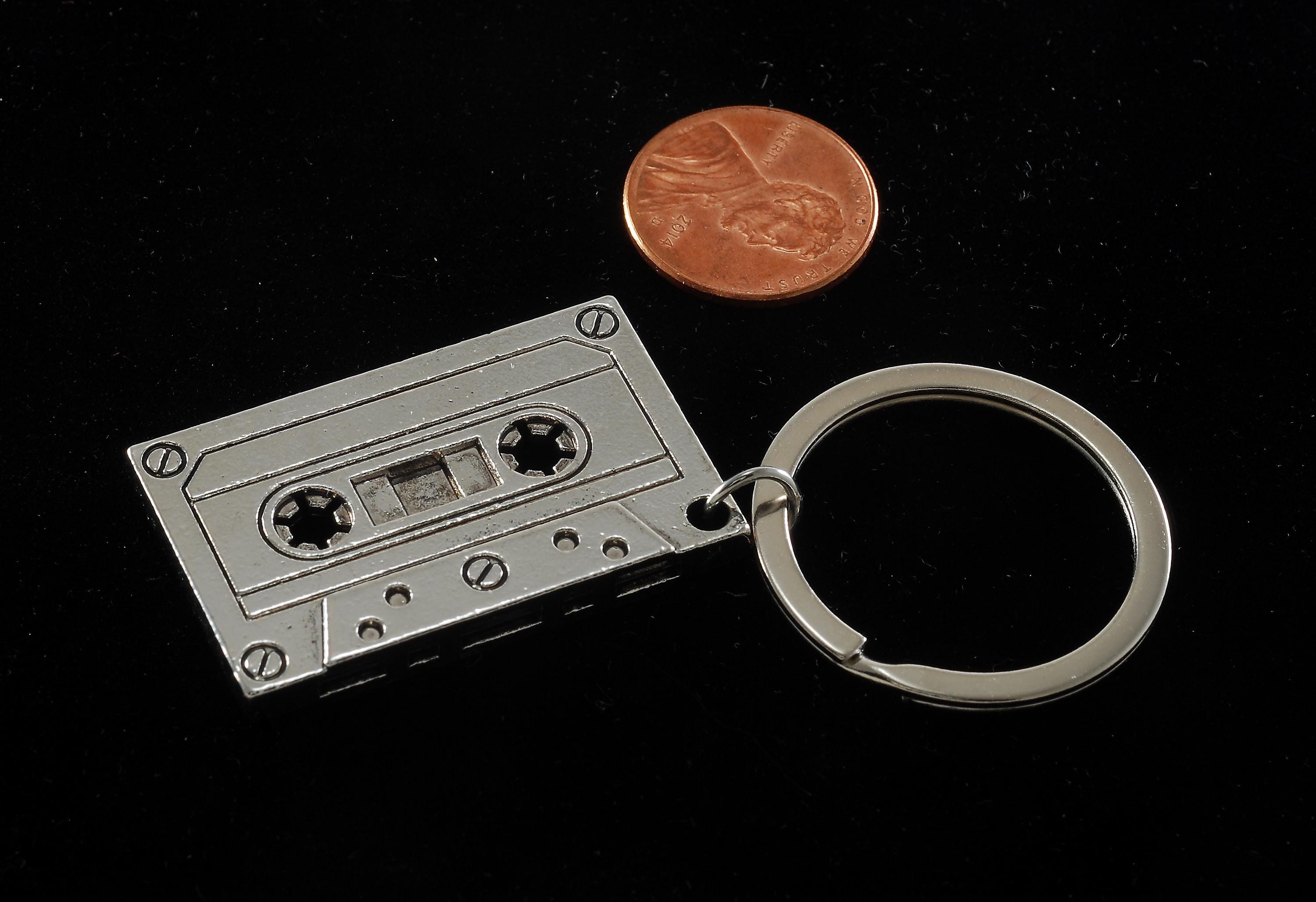 Old Time Key Rings Cassette Key Ring Retro 1980's Silver Plated Men's or Women's Old Scool ...