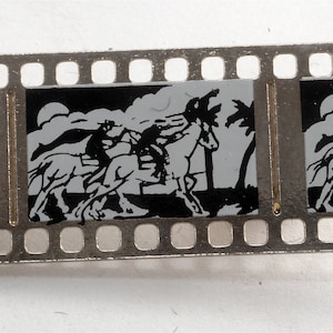 Vintage Lone Ranger And Tonto Film Sprocket Enamel On Metal Pin Broach NOS