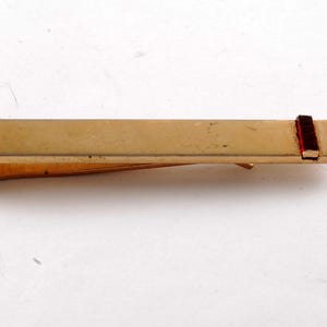 Vintage Swank Money Clip Thin Gold Plated Brass with Red Glass Moneyclip Men&#39;s Jewelry 1950&#39;s