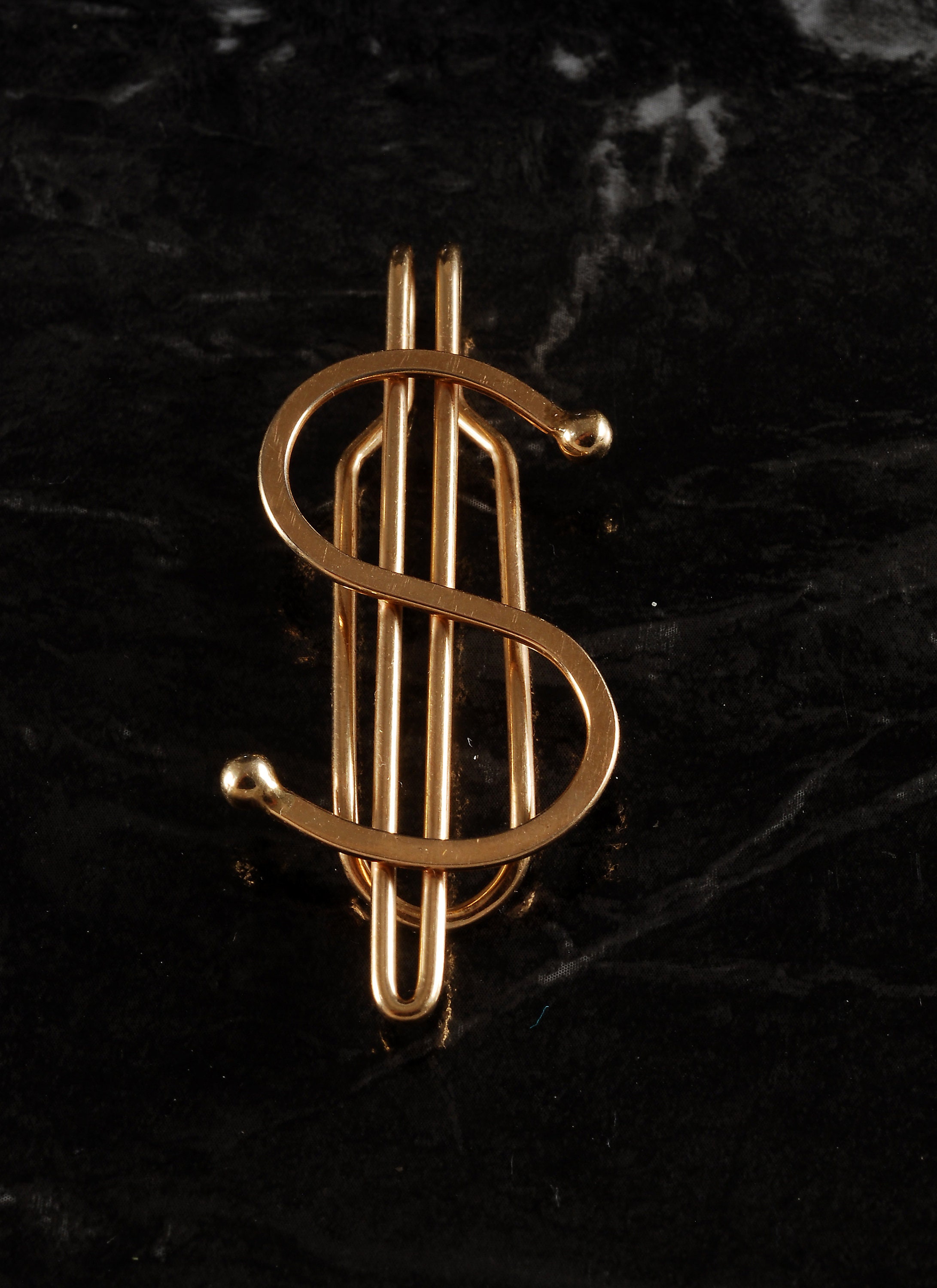 Vintage KREMENTZ Dollar Sign Money Clip Gold Plated Steel Nice