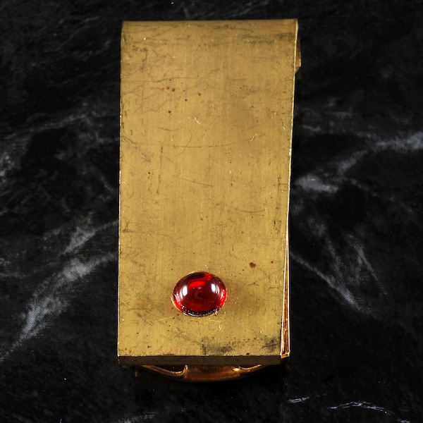 Vintage Collectible Antique Money Clip Solid Brass & Plastic Gem 1930's NOS