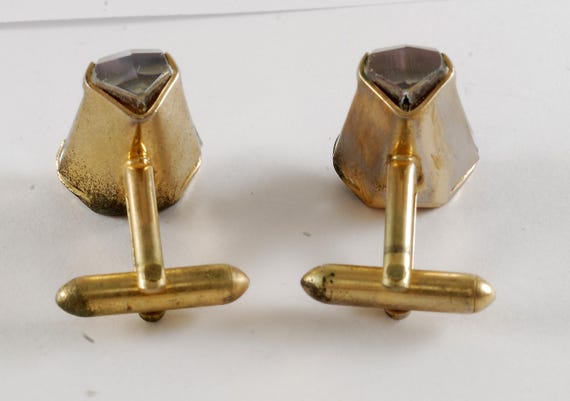 Eiffel Tower Cuff Links Intaglio Glass Heliotrope… - image 6