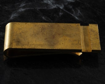 Vintage Money Clip Plain Heavy Weight Slotted Brass Metal NOS 1950&#39;s