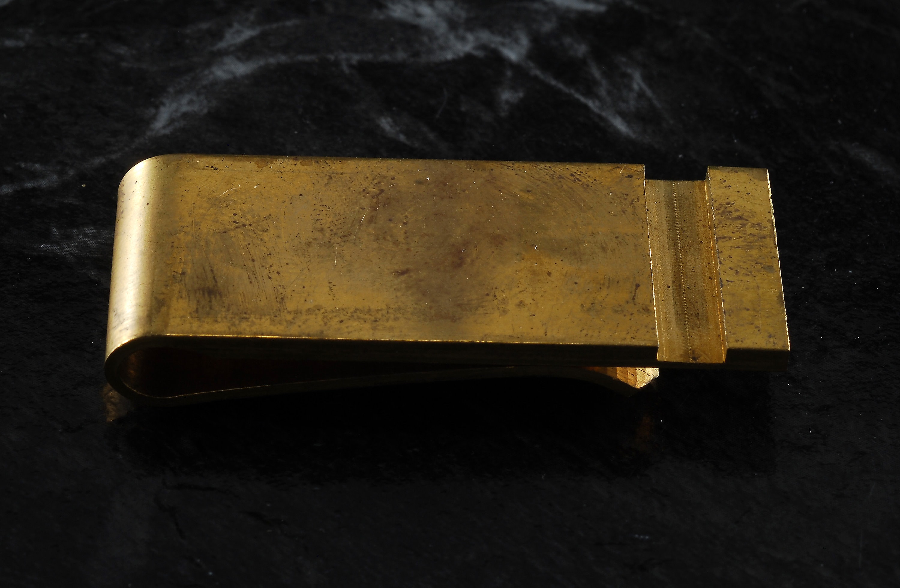 Vintage Money Clip Plain Heavy Weight Slotted Brass Metal NOS