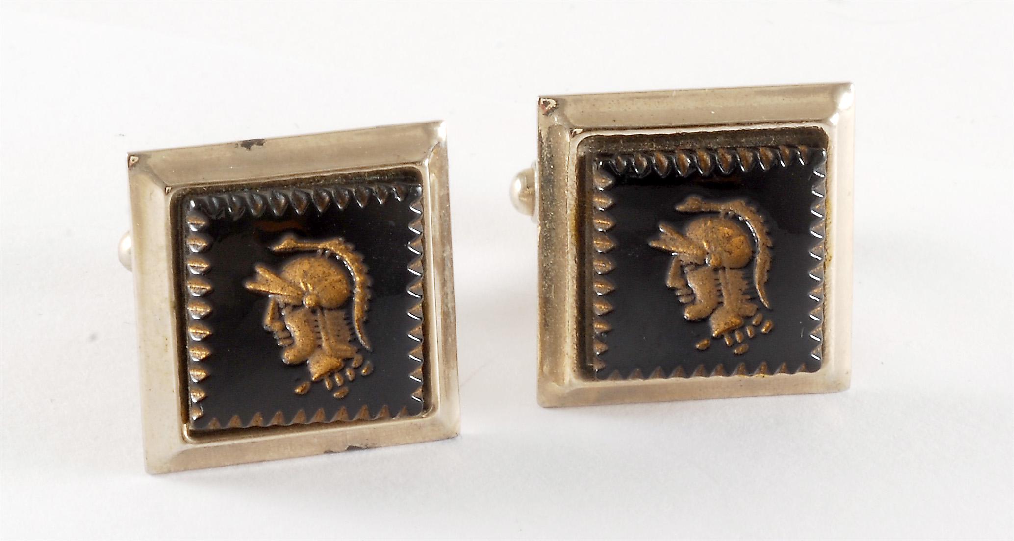Boutons De Manchette Anciens Guerrier Grec/romain - Intaligo - Ton Or - Occasion