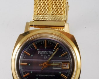 Vintage Remington Electra 17 Uhr vergoldet Wind Up neue alte Lager 