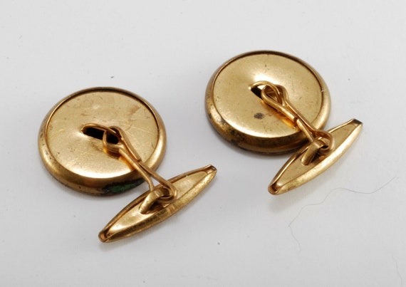 Very Old Cuff Links  Antique Auto Car Brass Chain… - image 3