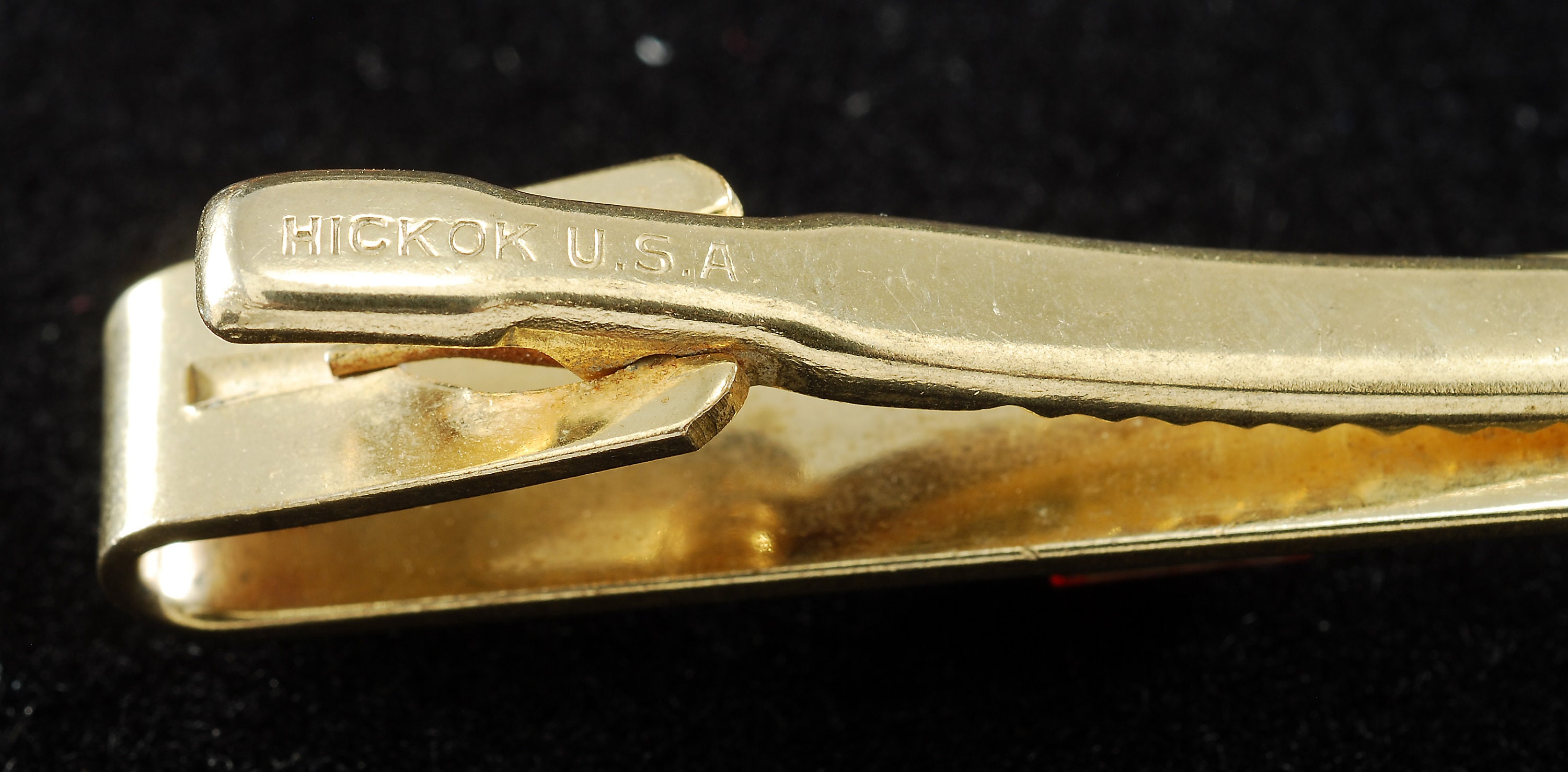 Vintage Hickok Tie Clip Gold Plated Tie Clip W Faceted Red Glass