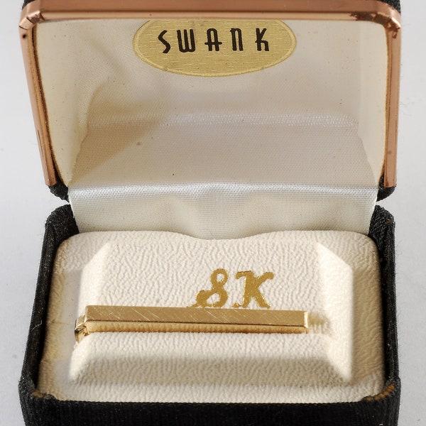 Vintage Swank SK Collection Thin Tie Bar Clip Collectible Gold Tone NOS In Box