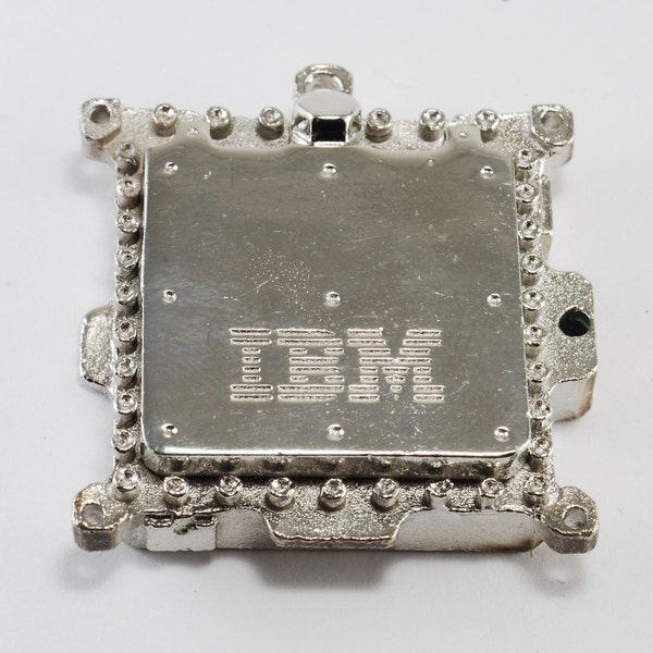 IBM Circuit Board Chip Metal 2 two tone Pendant Charm  Steam Punk Jewelry Supply New Old Stock