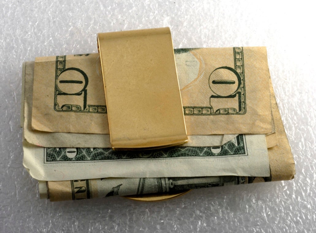 Insegna Dollaro Tono Oro Retrò Vintage Fermasoldi Bling Moda - Foto 6