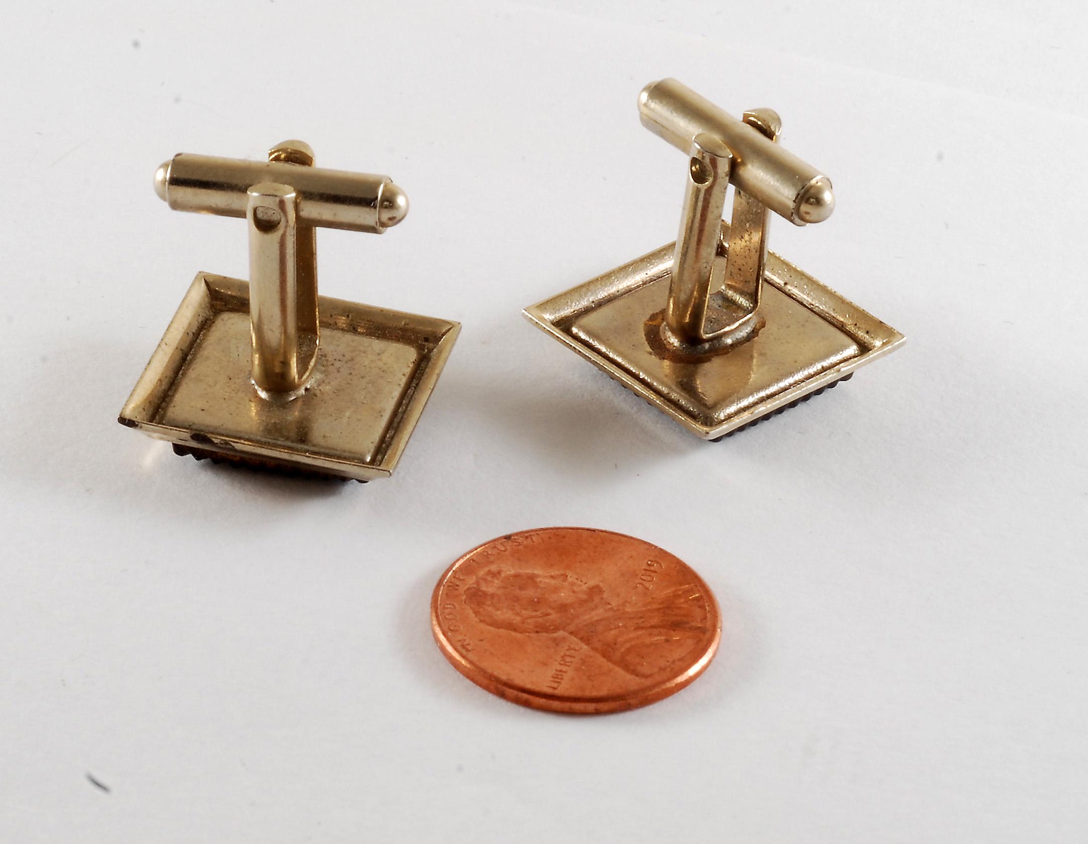 Boutons de manchette de guerrier grec ancien trempé dans l'or 14 carats