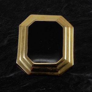 Vintage Black Poured Enamel Scarf Clip On Gold Plated Brass Setting