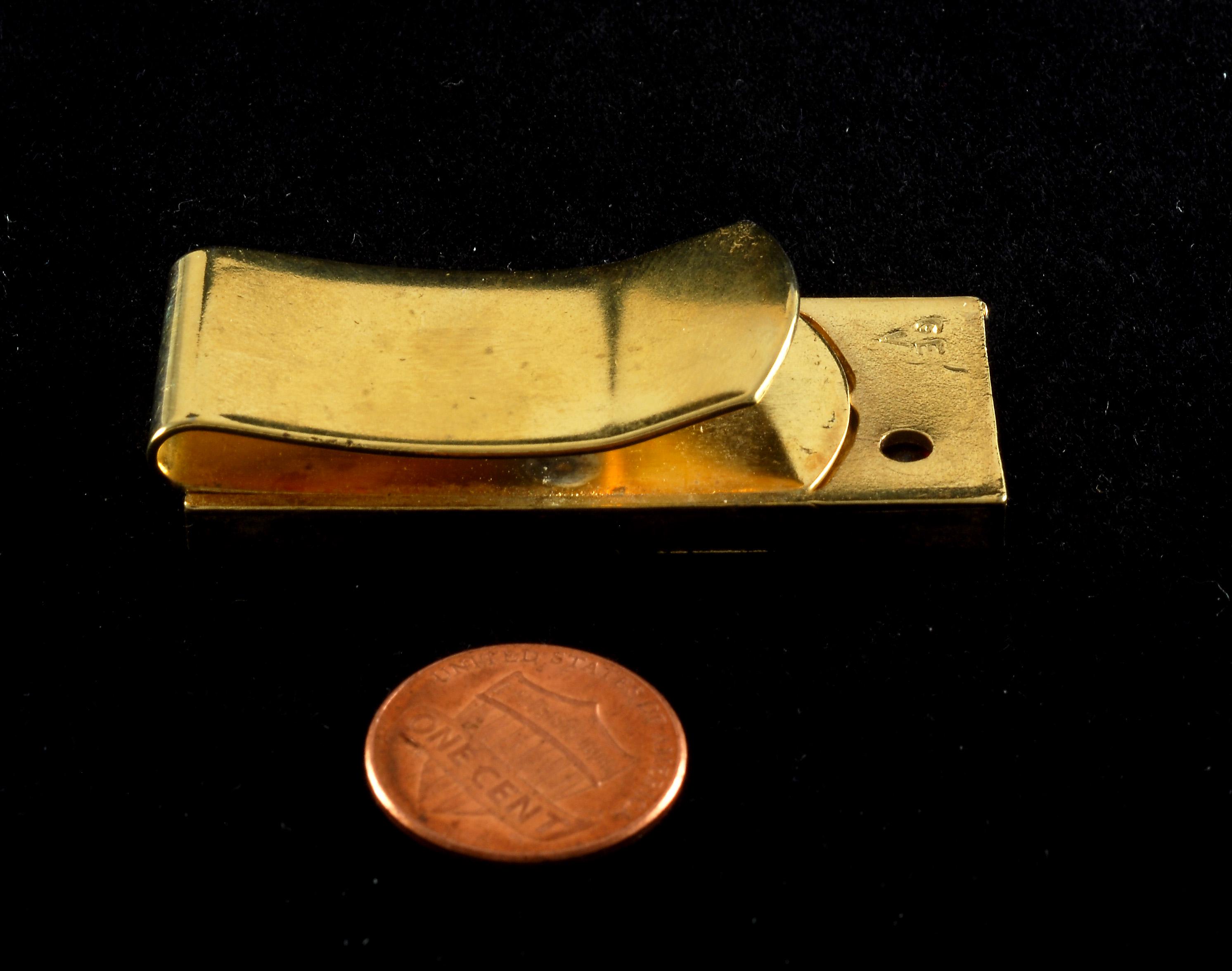 Vintage Money Clip Gold Electroplated Vermeil With Red Faceted