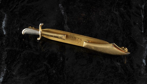 Vintage Anson Sword Tie Clip Tieclip Gold Plated … - image 1