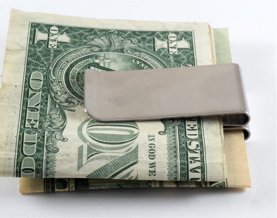 小物 vintage silver800 money clip Double Sided Money Clip Silver Plated Brass 2 Sided Money Clip NOS