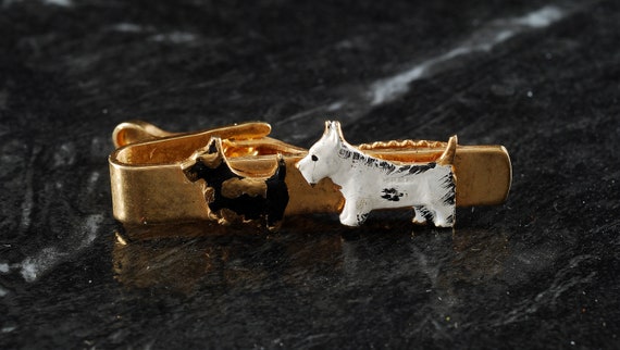 Vintage Tie Clip Scottie Dogs Scottish Terriers G… - image 1