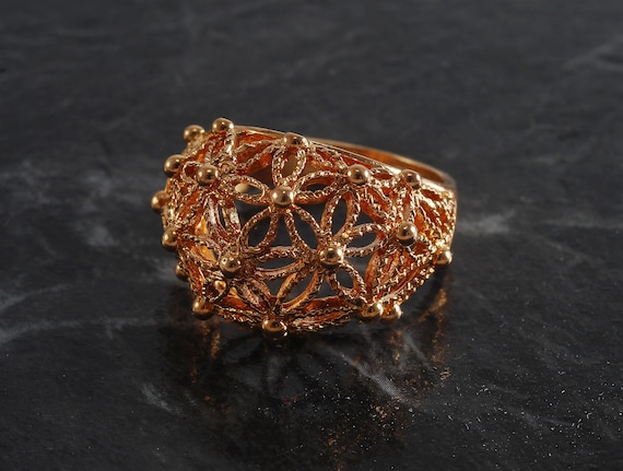 Bague Créateur Dorée à Motif Filigrane - Taille Réglable - Métal Doré - Neuf Sans Emballage - Bijou Tendance