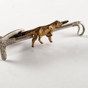Vintage Hickok DOG SNARE Tie Clip Tie Clasp Silver Plated Brass Used Signed USA