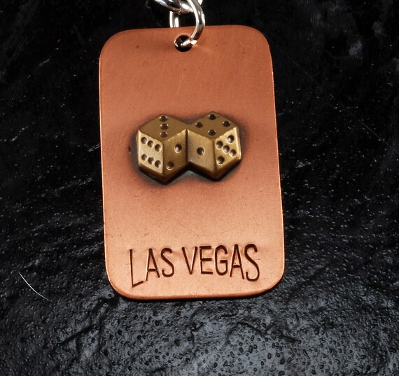 Vintage Las Vegas Pair Of Dice  Copper & Brass Ke… - image 2