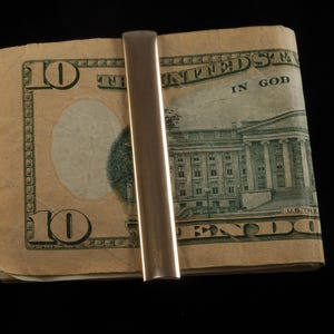 Vintage Money Clip Thin Gold Plated Brass Rounded Edge Design Moneyclip Men&#39;s Jewelry 1950&#39;s