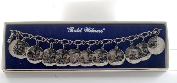 Vintage Bold Witness Bracelet Silver Tone Metal B… - image 1