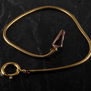 Old Antique Pocket Watch Chain w 20mm Spring Ring FOB Brass & Copper Metal 16&quot; NOS