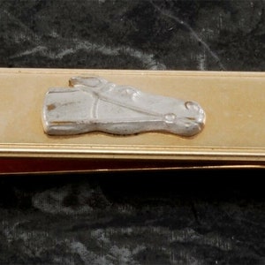 Vintage Swank Men&#39;s Gold Plated Brass Horse Head Slide On Tie Clip Clasp Used