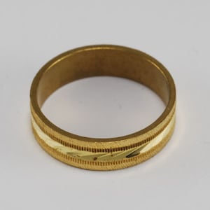 Vintage Gold Plated Brass Diamond Cut Ring Band Size 12 New Old Stock
