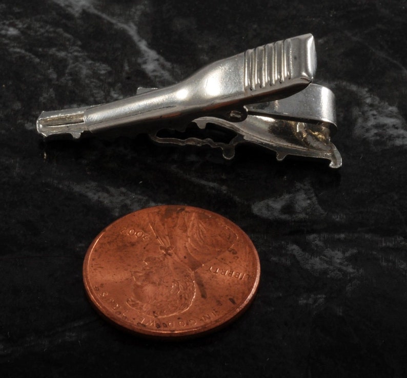 Vintage Flintlock Pistol Tie Clip Tieclip Silver Plated Brass In Original Case