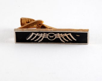 Vintage Tie Clip SPIDER Gold Plated Brass with Enamel Tieclip 1960'S