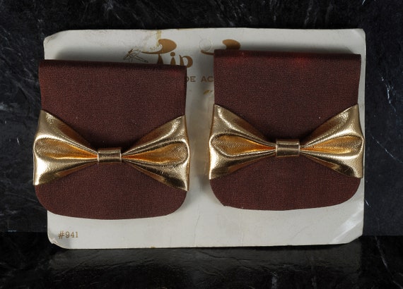 Vintage TIP TOE Shoe Clips Shoe Accents Brown & G… - image 3