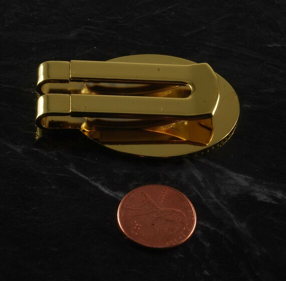 Vintage "ALL IN" Money Clip Gold Plated Brass & E… - image 3