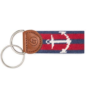Anchor Needlepoint Key Chain / Needlepoint Key Fob / Needlepoint KeyFob / Custom Key Chain / Embroidered Keychain / Custom Needlepoint