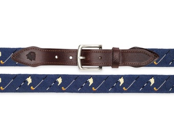 Nautical Sailboats Needlepoint Belt, Leather Trim (tan) - Etsy display picture 2