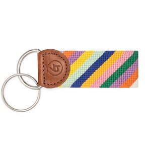 Needlepoint Keychain /  Multi-Colored Stripes Key Chain / Pretty KeyChain / Embroidered Key Fob / Needlepoint Key Fob / Needlepoint Key Fob
