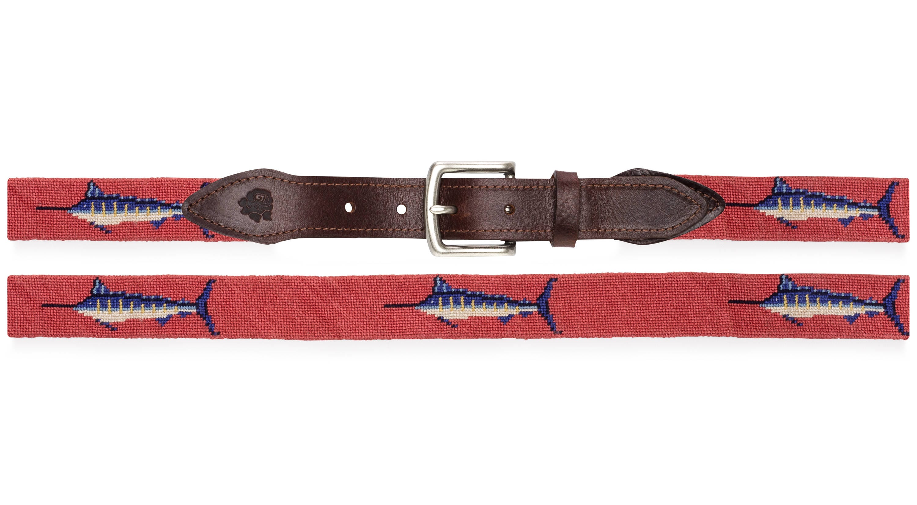 Nautical Sailboats Needlepoint Belt, Leather Trim (tan) - Etsy display picture 3